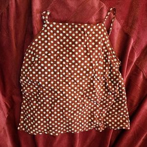 Lumière red & white polka dot tank top, size Large